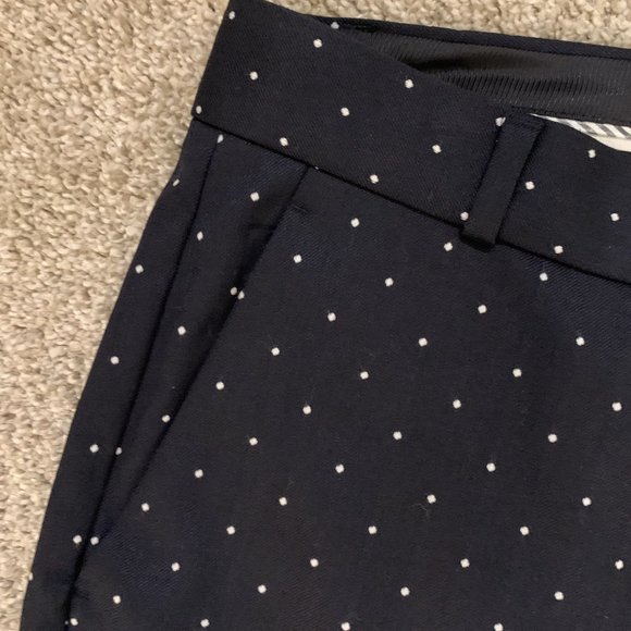 Banana Republic Logan Pants Trousers Navy With White Polka Dots Sz 2 Petite - Picture 5 of 8